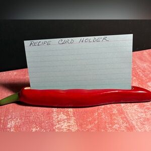 Red Ceramic Chili Pepper Recipe Card Holder